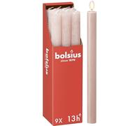 Bolsius - Rustik Lot de 9 bougies à tige - Misty Pink - Longueur : 13 heures - Sans parfum - Cire végétale naturelle - Sans goutte - Sans huile de palme - 27 x 2,3 cm