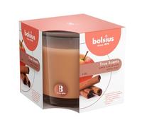 Bolsius True Scents Bougie parfumée en pot - Parfum pomme et cannelle - Couleur caramel - Grande durée de vie de 43 heures - Extraits naturels - Bougie décorative - Sans fumée - 9,5 x 9,5 cm