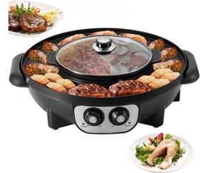 Bolt Edge 2-en-1 Hotpot & Plaque de gril - Électrique - BBQ & Hot Pot - Plaque combinée multifonctionnelle - Aluminium & Verre trempé