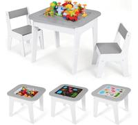 Bolt Edge Ensemble de table de jeu 2 en 1 pour enfants - Table multifonctionnelle pour enfants avec 2 chaises et rangement - Table d'apprentissage et de jeu 4 en 1 - Gris