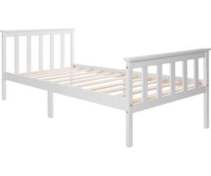 Bolt Edge Lit Enfant 90x200cm - Bois Massif - Avec Sommier à Lattes - Sans Matelas - Simple - Blanc - Design Rustique & Compact