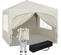 Bolt Edge Partytent - Beige - Pavillon Easy-Up - Tente de réception pliable - Résistante à l'eau et aux UV - 3x3 m - Réglable en hauteur