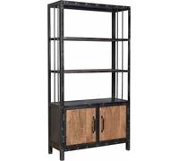 Bolt Edge Schränk Deluxe – Étagère murale et armoire de rangement – Bois de manguier massif – Design vintage – Vitrine semi-ouverte – 100 × 35 × 180 cm