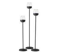 Boltze 2052864 Senza Photophore 3 pièces, Noir, Fer, Verre, 87 cm, Fait à la Main, Design Moderne, décoration de Jardin, décoration de Table, photophore en Verre
