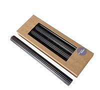 Boltze 2408493 Classic Lot de 4 bougies à tige en cire, surface striée, design classique, noire, 25 cm, décoration