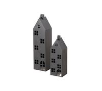 Boltze Alba Lanterne Maison Noir 66-96 cm 2 pièces