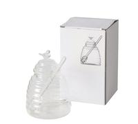 BOLTZE Bocal de conservation Honey - En verre - Couleur : transparent - Hauteur : 14,5 cm - Diamètre : 10 cm - Capacité : 500 ml - Rond - Avec couvercle - Fait à la main - 2054344