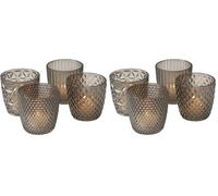 Boltze Ensemble de photophores Marilu 4 pièces (Gris, Verres décoratifs pour Bougies/Chauffe-Plats, Porte-Bougies Ø 8 cm, Motifs variés, Forme Ronde, Support pour Chauffe-Plat) 2002930 (Lot de 2)