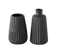 Boltze Esko 1013332 Lot de 2 vases en céramique Noir lasuré Ø env. 8,5 cm Décoration d'intérieur sans Fleurs Style scandinave