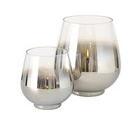 Boltze Grazia 1512000 Photophore en Verre Argenté Transparent Ø 18 cm