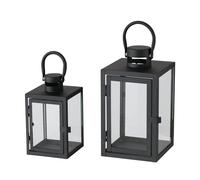 Boltze Lanterne Arana (Lampe Noire, Fer et Verre Transparent, Source de lumière carrée, 2 pièces) 2028122