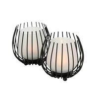Boltze Photophore Laval (2 pièces, Noir, Verre, Fer, Hauteur 12 cm, Design Moderne, décoration de Jardin, décoration de Table, photophore en Verre) 1018022