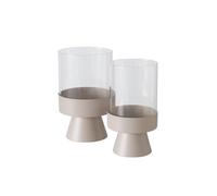 Boltze Photophore Pallas (bougeoir en Fer revêtu par pulvérisation et Verre Transparent, Beige, Rond, 2 pièces) 2034703