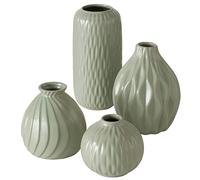 Boltze Zalina 2025736 Lot de 4 vases à Fleurs en Porcelaine émaillée Vert 9-19 cm Ø 9-11 cm