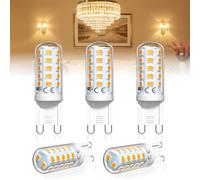 Bolux Ampoule LED G9 2200K Blanc Chaud Dimmable Max 4W Equivalent Lampe Halogène 40W G 9, Petite Ampoule Culot GU9, Protection Des Yeux, Économie D'énergie, Sans Scintillement, AC220-240V, Lot de 5