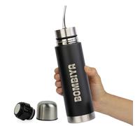 Bombiya Bouteille thermos mate auto-amorçante avec toutes ses parties en acier inoxydable - Kit tout-en-un pour ajouter votre yerba - 2 en 1 en changeant son couvercle est un thermos classique