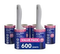 BomDa Rouleau Adhesif Vetement - 540 Feuilles de Recharge Rouleau et 2 Poignées - Rouleau Poils Animaux- Brosse Adhesive Vetement- Brosse Collante Rouleau (2 Rouleaux + 600 Feuilles)