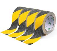 BOMEI PACK Bande Antidérapante Adhésive pour Escaliers, Ruban Adhésif de Sécurité, Ruban Adhésif Antidérapant Jaune Noir 5CMx5M 4 rouleaux, Rubans d'Avertissement, Marquage de Sécurité