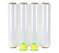 BOMEI PACK Film étirable demenagement (lot de 4) de film emballage, Transparent Cling Film 250m x 400 mm avec poignée de roulement en plastique, pour emballage et déménagement