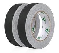 BOMEI PACK Gaff Ruban adhésif en tissu, 25 MM x 30M, 2 Pack Mat Chiffon Tuban Adhésif, Gaffers Tape pour Câbles, Photographie (Noir)