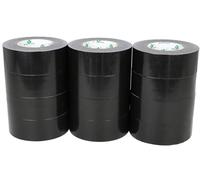 BOMEI PACK Lot de 12 rouleaux de ruban adhésif blindé noir - 50 mm x 50 m - Adhésif puissant - Déchirable à la main - Renforcé en tissu - Couleur : noir - Ruban adhésif en tissu | Ruban de réparation