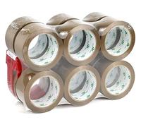 BOMEI PACK Lot de 12 rouleaux de ruban adhésif Marron avec Dérouleur 66 m x 48 mm Emballage de ruban adhesif pour boîtes d'emballage et carton