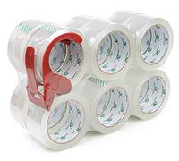 BOMEI PACK Lot de 12 rouleaux de ruban adhésif Transparent avec Dérouleur 66 m x 48 mm Emballage de ruban adhesif pour boîtes d'emballage et carton
