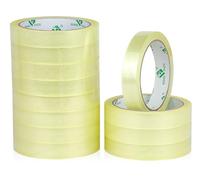 BOMEI PACK Lot de 12 rouleaux de ruban adhésif transparent jaunâtre pour emballage cadeau de 7,6 cm pour la maison, l'école et le bureau, 9,5 x 12 m