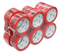 BOMEI PACK Lot de 12 rouleaux de ruban d'emballage en verre avec dérouleur en plastique, pour paquet fragile 50 mm x 66 m par rouleau