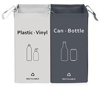 BOMEI PACK Lot de 2 Bacs de Déchets Poubelle Trieur pour Recyclage pour Extérieur/Intérieur - Papier, Verre, Plastique