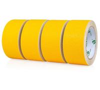 BOMEI PACK Lot de 4 rouleaux de ruban adhésif antidérapant de 50 mm x 5 m - Jaune - Très résistant - Haute traction - Ruban d'avertissement de danger pour la sécurité des escaliers, extérieur