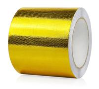 BOMEI PACK Ruban Adhésif Aluminium renforcé, doré 100mm x 20m Bande d'étanchéité Étanche Feuille, ruban d'aluminium de réparation, Ruban adhesif haute temperature pour la réparation, l'isolation