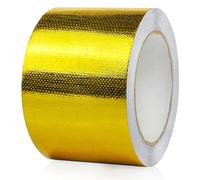 BOMEI PACK Ruban Adhésif Aluminium renforcé, doré 75mm x 20m Bande d'étanchéité Étanche Feuille, ruban d'aluminium de réparation, Ruban adhesif haute temperature pour la réparation, l'isolation