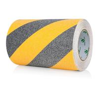 BOMEI PACK Ruban adhésif antidérapant 200 mm x 5 m noir et jaune - Ruban adhésif extra large à haute traction - Ruban d'avertissement de danger pour la sécurité - Pour escaliers, extérieur/intérieur