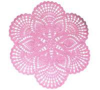BOMHCS Napperon rond fait à la main en dentelle au crochet de 38,1 cm à 43,2 cm, 6 pétales de fleurs, dessous de verre, napperons vintage (1, rose)