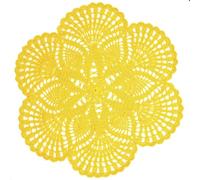 BOMHCS Napperon rond fait à la main en dentelle au crochet de 38,1 cm à 43,2 cm, 6 pétales de fleurs, dessous de verre, napperons vintage (1, jaune)