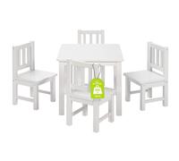 BOMI® Ensemble table et chaises pour enfants avec 4 chaises en bois massif – Groupe de sièges pour tout-petits, filles et garçons