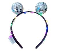 BommFu Bandeau à Effet Boule Disco | Accessoire Rétro Disco en Miroir pour Tête | Bandeau LED Fonctionne sur Piles pour Halloween Fête Anniversaire Noël Fournitures de Soirée