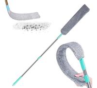 BommFu Brosse à poussière pour le nettoyage sous les appareils - Balai long extensible - Plumeau plat avec tige télescopique, pour canapé, lit, dessous de meubles, fentes de sol, plafonds hauts