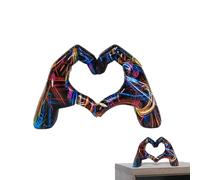BommFu Sculpture De Mains De Cœur Statue De Doigt d'amour, Décoration d'amour De Graffiti Coloré, Statue De Geste d'amour De Couple, Statue d'amour Ornements De Mariage