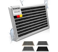 BOMOE paillasson Aluminium antidérapant Inoxydable résistant Pluie | 40x60cm argent exterieur resistant interieur porte entrée bureau Intempéries gratte-chaussures tapis design métal AluGant