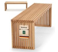 BOMOE Petit Banc à Lattes en Bois chêne Massif huilé FSC® sans Dossier | 150x33x43cm 150cm interieur entrée vestiaire cuisine salle de bain stable montage facile jusqu'à Eichberg
