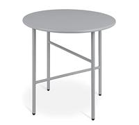 BOMOE Petite Table Basse Jardin Extérieur en Métal Plateau Anti-Rayures | Ø44cm gris d'appoint stable légère Indoor Outdoor balcon terrasse chambre ronde meuble Finn