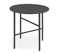 BOMOE Petite Table Basse Jardin extérieur en métal Plateau Anti-Rayures | Ø44cm noir stable légère indoor outdoor balcon terrasse chambre appoint ronde d'appoint Finn