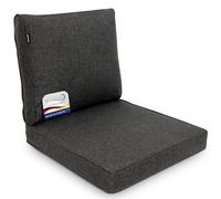 BOMOE Premium Lot de 2 Coussins Jardin Assise 60x60 cm & Dossier 60x60 cm - Protection UV & Lavable - Confortable Coussin Salon de Jardin Exterieur Anthracite pour Fauteuil Banc Chaise Ilano