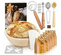 BOMOOMOO Kit Pain au Levain, Banneton Pour Pain 23 cm, Kit Boulangerie | Réalisez Votre Propre Pain Traditionnel à Motifs Spirales