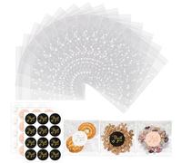 Bomtop 100 Pièces Sachets Bonbons Transparents, Sac Cellophane Plastique OPP Pochette avec 108 Étiquettes Thank You, Sacs à Biscuits Autocollants pour Mariage Anniversaire Noël Fête Cadeau (10 * 10cm)