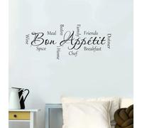Bon Appétit Cuisine Mots Sticker Mural Citation Vinyle Décor À La Maison Cuisine Restaurant Café Sticker Amovible Décoration Mural57x23cm