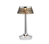 Bon Jour Unplugged Bordlampe Krom Krop Og Røgfarvet Skærm