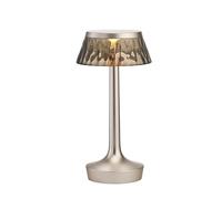 Bon Jour Unplugged Bordlampe Mat Krom Krop Og Røgfarvet Skærm